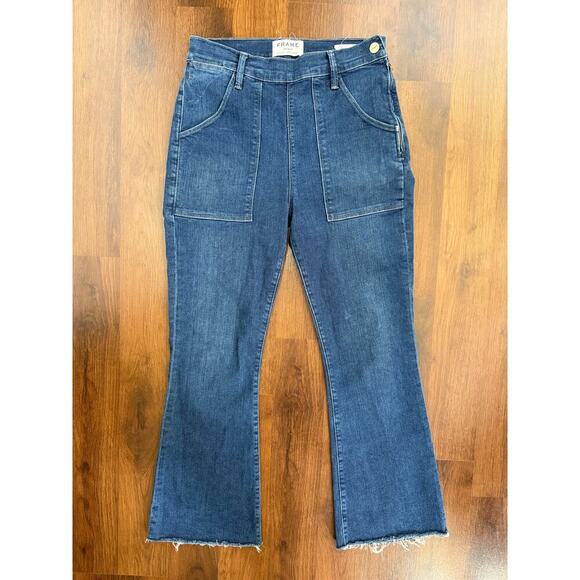 Frame Denim Denim - Frame Le Flare De Francoise Jeans Sz 29 Mid Rise Raw Hem PReppy Casual Boho